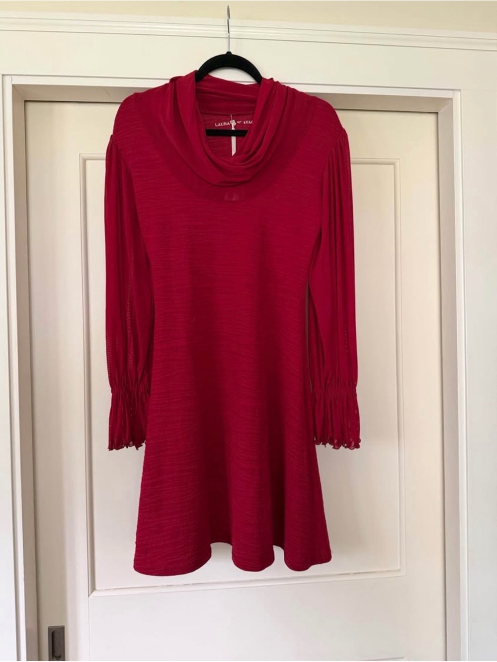 Laura Hlavac Cranberry Cowl-Neck Dress — Size M